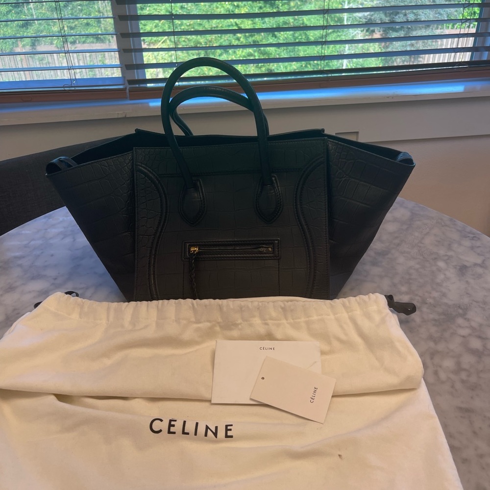 Celine black leather crock, leather back